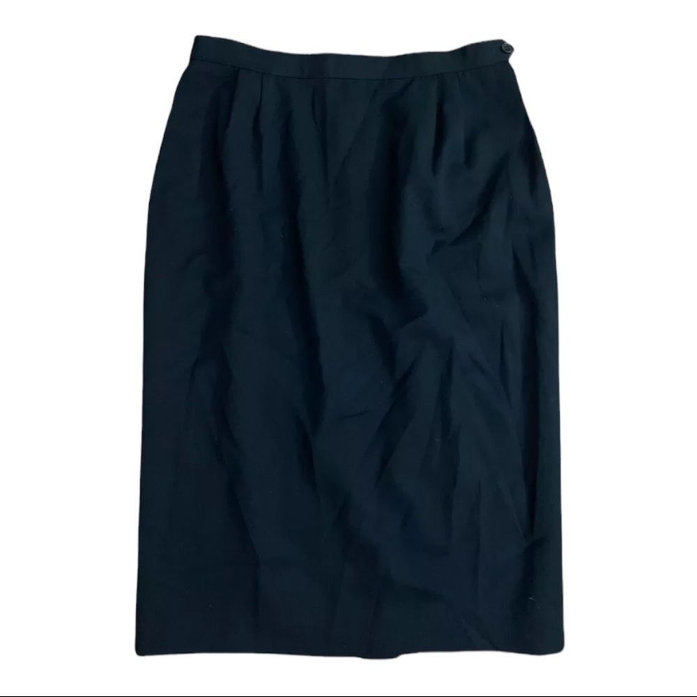 Austin Reed Classic Vintage Black Pencil Skirt 100% Wool Fully Lined sz 8